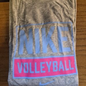 Nike Volleyball Gray Tee with Blue and Pink